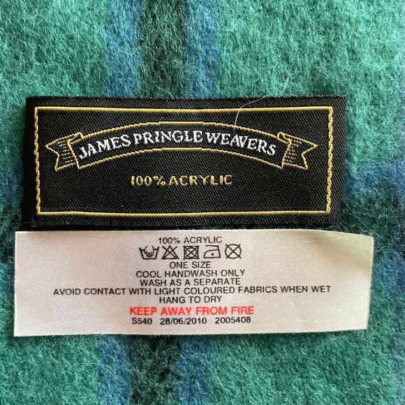 James Pringle Weavers Plaid Scarves Lot of 2 Rectangle 60" X 10" Fringed Cozy - Picture 2 of 3
